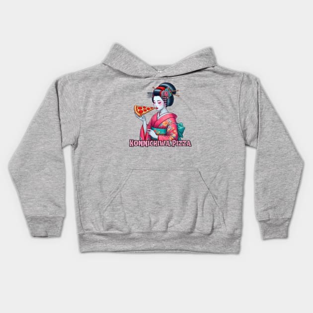 Pizza kimono girl Kids Hoodie by Japanese Fever